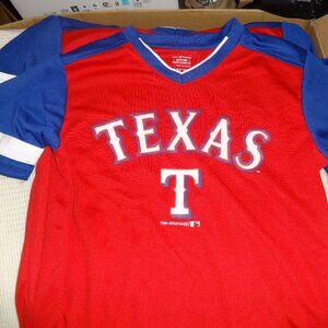 LOT OF 2 TEXAS RANGERS V-NECK SHIRTS YOUTH SIZE L 12/14 NWT